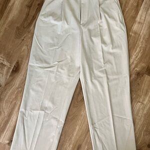 Uniqlo Pleat Women’s Cream Wide Leg Trouser Linen Pants (Medium)